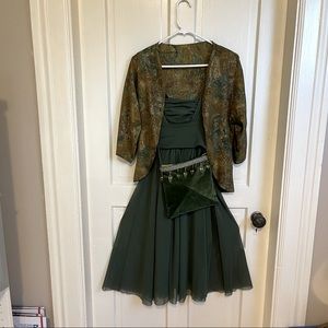 MINT NWOT Vintage Elana Kattan Dress With Shawl & Bag